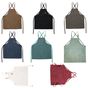 Thickened Canvas Work Apron Water Resistant MultiPurpose For Kitchen Gardening Salon Adjustable Belt Utility Pocket