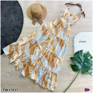 CC 17437 แม็กซี่เดรส เดรสยาว ลายหินอ่อน เดรสเที่ยวทะเล ชุดไปทะเล (ฟรีไซส์ M+ อก 32-36 เอว26-34 สพ.36-44 ยาว 53)