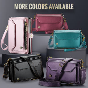 Crossbody Lanyard Leather Zipper Flip Card Holder Slot Wallet Case For Samsung Galaxy Z Fold 8 Kickstand Protection Phone Cover