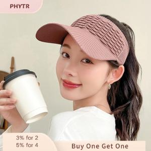 PHYTR HOT Summer Anti-UV Sun Hat Women Empty Top Hat Travel Beach Outdoor Visor Cap Knitted Baseball Hat
