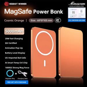 CCC 8mm Ultra-Thin Magnetic Power Bank 20000mah 20W Fast Charging Magsafe Wireless 15W Charging Qi2 For iPhone and Android Phones