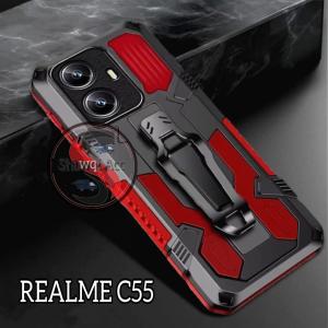 Case Untuk Realme C55 New Casing Hp Kickstand Armor Belt Clip Terbaru