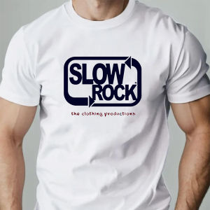 Mens T shirt Slowrockk Pattern Printed Summer Fashion Leisure Breathable Men Round Neck T-shirt High Quality Mens Clothing