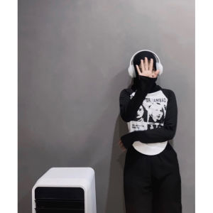 Kaos Longsleeve RAPCOPTER bahan rib lentur lengan panjang sablon warna hitam putih model terbaru