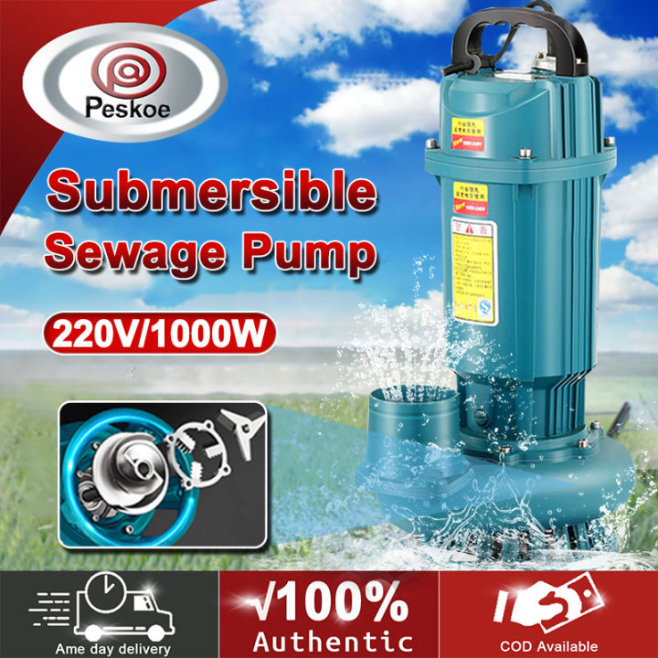 Sewage Submersible Pump 220V 1000W Submersible Water Pump Heavy Duty ...