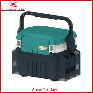 Double Layer Fishing Rod Reel Box with Handle Fishing Rod Lure Organizer Large Capacity Multifunctional for Men Women