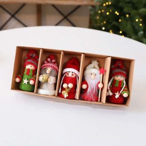 SHIHENG Soft Fabric Plush Santa Doll Knitted Handcrafted Quality Xmas Tree Decor Holiday Hanging Figurine Colorful Handmade Gnome Ornament Christmas Tree
