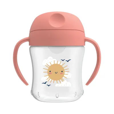 Dr. Browns Soft-Spout Transition Baby Toddler Cup W/ Handles 6oz/180ml Pink Sunshine/Blue Rocket