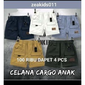 100 ribu dapat 4 pcs Celana Pendek Cargo Anak / Celana Cargo Short Pants usia 1 - 10 Tahun
