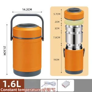 USB Electric Heated Lunch Stainless Steel Food Warmer Bento Thermal Boxes for Office School Lunch Container Constant 65 ℃