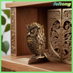【feitong】🚕🚕【HOT SALE】 1Pcs Bookshelf Decoration Vintage Brass Owl Statue Ear Covering Animal Sculpture Desktop Home Office Ornament Unique Gift