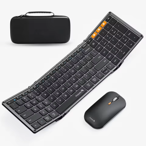 ProtoArc Foldable Keyboard and Mouse XKM01 Combo for Business Travel 2.4G+Dual Bluetooth Portable for Laptop iPads Tablets