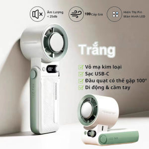 Quạt mini cầm tay 199 tốc độ gió mini quạt di động màn hình LED hiển thị tích điện pin 8000-12000mAh
