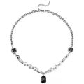 huiheyu necklace for men aesthetic stainless steel necklace kwintas pang lalaki Geometric Hip Hop Cold Wind Style Party Black Gem Pendant Gift Female Choker Korean Style Necklace Pearl Necklace Clavicle Chain. 
