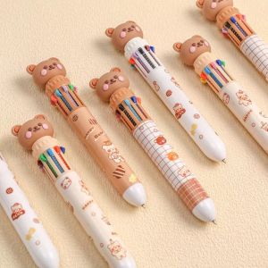 VMCTRD Press Ballpoint Pen 10 Color Cartoon Bear Korean Stationery Kawaii 0.5mm Colorful Ink Gel Pens School Office Supplies