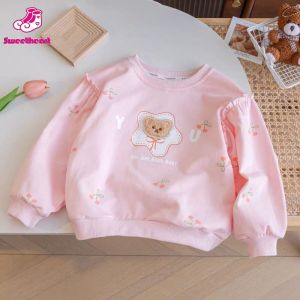 เสื้อสเวตเตอร์เด็กผู้หญิงเสื้อคอกลมสไตล์เกาหลีใส่ออกไปข้างนอกแบบใหม่เสื้อสเวตเตอร์ลูกไม้