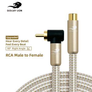 GOLLEY LION RCA Audio Cable Gold-Plated Elbow RCA line Lotus Male to Female Extension Cable