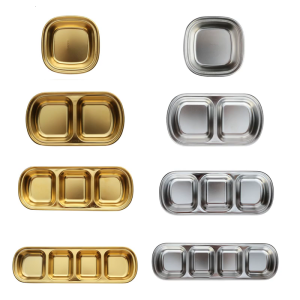 Stainless Steels Seasoning Dish Dipping Bowl Soys Sauce Dish Condiment Tray Square Barbecue Plate Kitchen Tableware