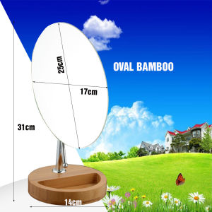 Gương trang điểm để bàn đế gỗ Oval Bamboo Crom siêu nét điều chỉnh góc gương 180 độ Minh House
