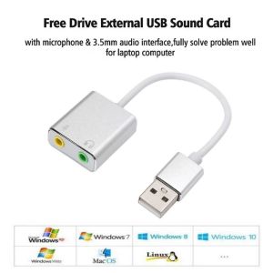 การ์ดเสียง USB 7.1 ช่องเสียบเสียง 3.5มม สเตอริโอ 3มิติ การ์ดเสียงภายนอก 7.1 สำหรับแล็ปท็อปพีซี