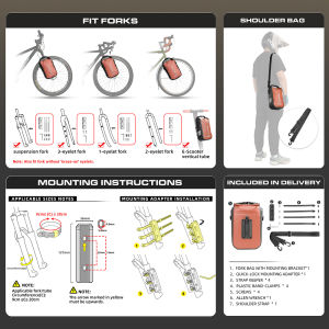 Rhinowalk Túi Phuộc xe đạp 4L-6L Nhanh Chóng Phát Hành xe đạp đa chức năng Không Thấm Nước Túi treo khung phía trước Xách Tay du lịch ngoài trời Hành Lý Lưu Trữ Túi Đeo Vai Phụ Kiện Xe Đạp