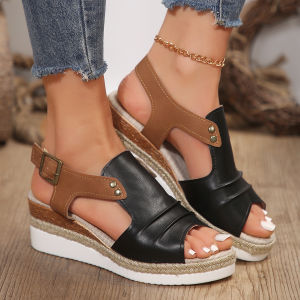 [Free Shipping] Summer Collection: Plus-Size WomenS Sandals Wedge Heels Jute-Soled Fish-Mouth Sandals Hot-Selling Sandals In Stock
