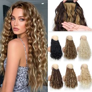 HEALMEYOU Corn Perm Fishing Line Hair Extensions Lightweight Ombre Water Wave Curly Hairpiece Hair Accessories Natural Long Synthetic Hairstyle for Women