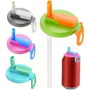 Soda Can Lids with straw Soda Can Covers with Silicone straw BPA-Free Reusable For Canned Beverage