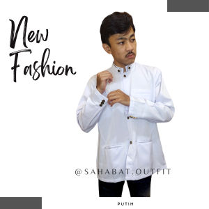OTHERS Baju Muslim Putih Pria Dewasa / Baju Lebaran Dewasa / Atasan Dewasa bahan tessa premium / Jasko Mandarin