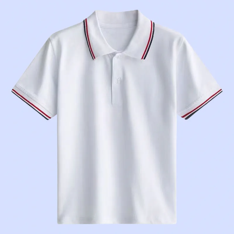 Graduation Cotton Polo Shirt for Kids Girls Boys Plain White