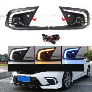 For 11Th  Honda Civic FE 2022 2023 Accessories  Car LED Headlights DRL Daytime Running Light Fog Lights With Dynamic Turn Signal ，White Yellow Blue Light