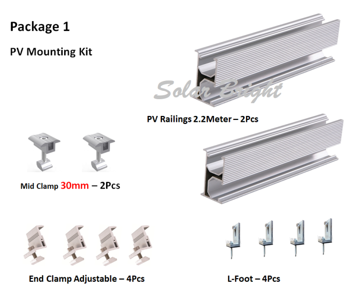 PV Aluminum Railings Roof Solar Panel Mounting Rail 2.2 Meter 2 or 4 ...