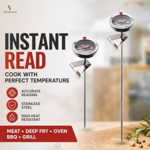 Instant Read Meat Thermometer Waterproof Stainless Steel For Cooking Deep Frying Bbq Grill Oven