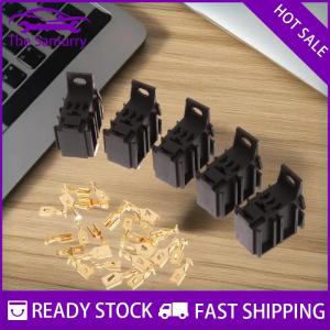 Samurry ✨Hot Sale✨ 5 Sets Lot DIY Accessories Car Relay Connector Socket Without Wire With Terminal Modified Nylon Flame Retardant