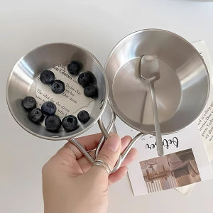 B.LIVEM 🔥50%OFF🔥300ml ชามชิปสแตนเลสชามไก่ทอดชามอาหารว่างตะวันตกพร้อมที่จับชามสลัดหวานป้องกันการหยดผลไม้salad bowl