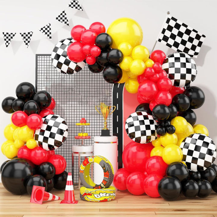 Racing Car Party Balloon Set Checkered Race Car Theme Kids Boy Birthday ...