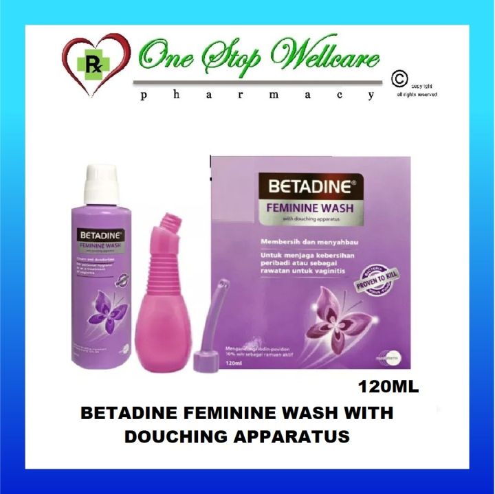 BETADINE FEMININE WASH WITH DOUCHING APPARATUS 120ML (EXP05/2025) Lazada