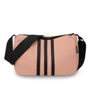 ABC BAGS#8176 Ttendy striped nylon crescent crossbody bag featuring a minimalist sports design by casual aesthetic