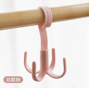 [Local Stock[ Creative Home 4 hook Wardrobe rotating Multi purpose bag belt basket towel household storage organiser