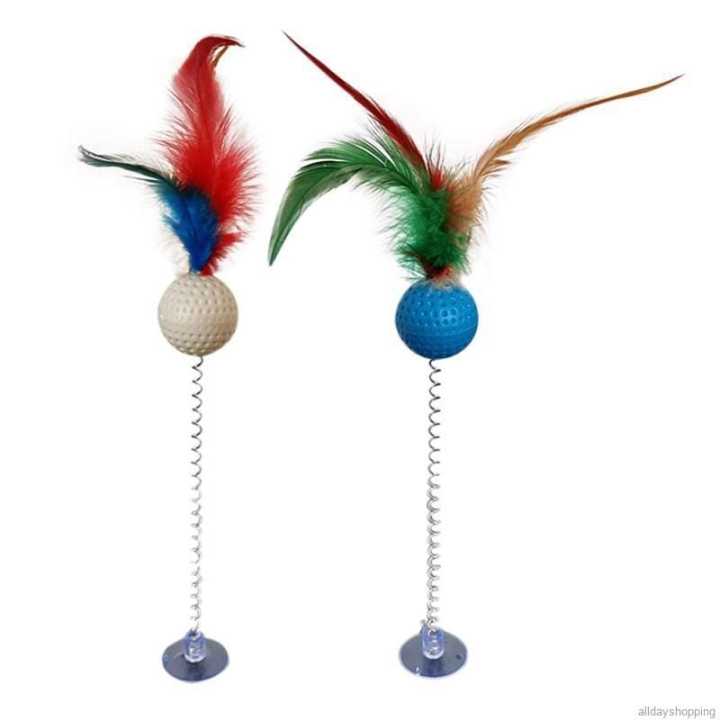 Per Bola Bulu Mainan Kucing Interaktif Cat Toys Spring Ball Feather  Lazada Indonesia