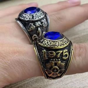 SRB Fashion Jewelry Pure Stainless Steel Ring Navy Blue Mens Ring Gifts Size 7-14