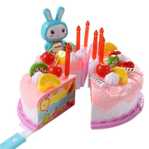 37Pcs DIY Pretend Play Kitchen Toys Fruit Birthday Cake Cutting Toys Children Kitchen Simulation Food Games Play For Girls Boys