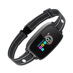 DGFDF Color Screen Dog Barking Collar Intelligent Type-C Rechargeable Anti Bark Dog Collar Portable Waterproof Vibration Stop Bark Collar Pet Dog Training