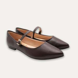 DEAR BLISS Mia Coffee Mary Jane Pointed Flats