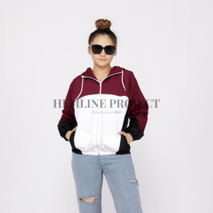 Jaket Parasut Hoodie Wanita - Anais Jaket Maroon