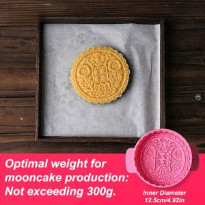 BRISA Food-grade ABS Large Moon Cake Mold Household Baking Easy Demolding 3D Mooncake Mold Classic Cantonese Style DIY Pastry Cake Mold Mid-Autumn Festival