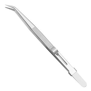 Stainless Steel Jewelry Tweezers Non Slip Tip with Adjustable Slide Lock for Diamond Gemstone Hand Craft Tools