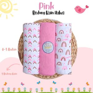 Bedong Bayi Bahan Kaos 3 Pcs Pink Series 110 x 90