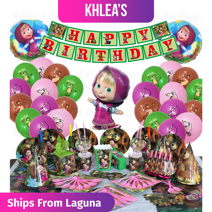 Masha and the Bear Birthday Party Theme Decorations | Lazada PH