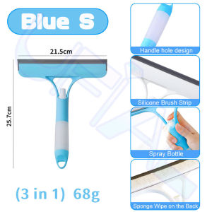 4 IN 1 Spray Window Wiper Glass Scraper with Brush Dual-Sided Mirror Wiper with Spray Bottle Household Cleaning Tools